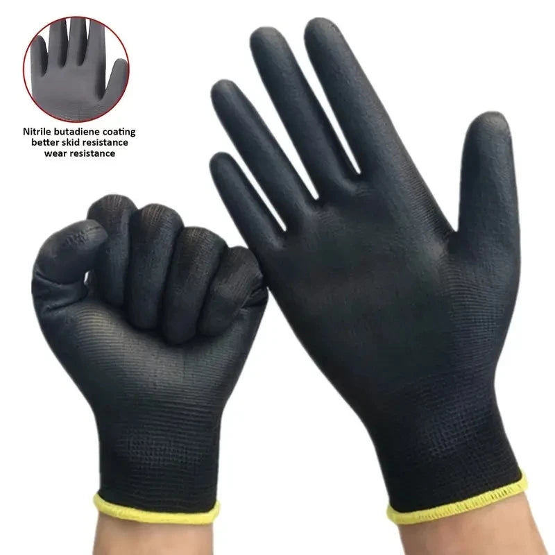 12 Pair Black /Grey/ horticulture Gloves Safety Work Gloves Repair Gloves Palm Coated Gloves Carpenter Repairman Supplies