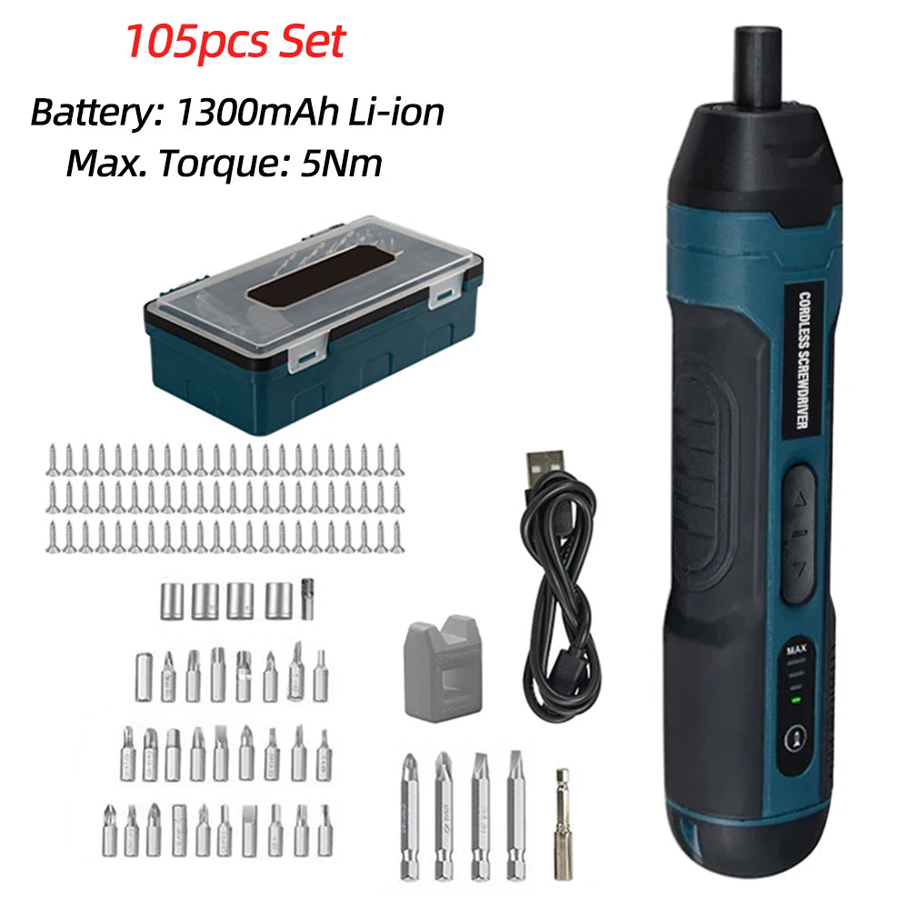 Mini Electric Screwdriver Set USB Rechargeable 1300mah Adjustment Power Dril Multi-function Disassembly Torque Repair Tools Kit