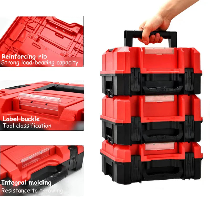 Stackable Tool Box Portable Hardware Storage Box Heavy Duty Tools Case Electric Drill Tool Storage Case Garage Tool Organizer