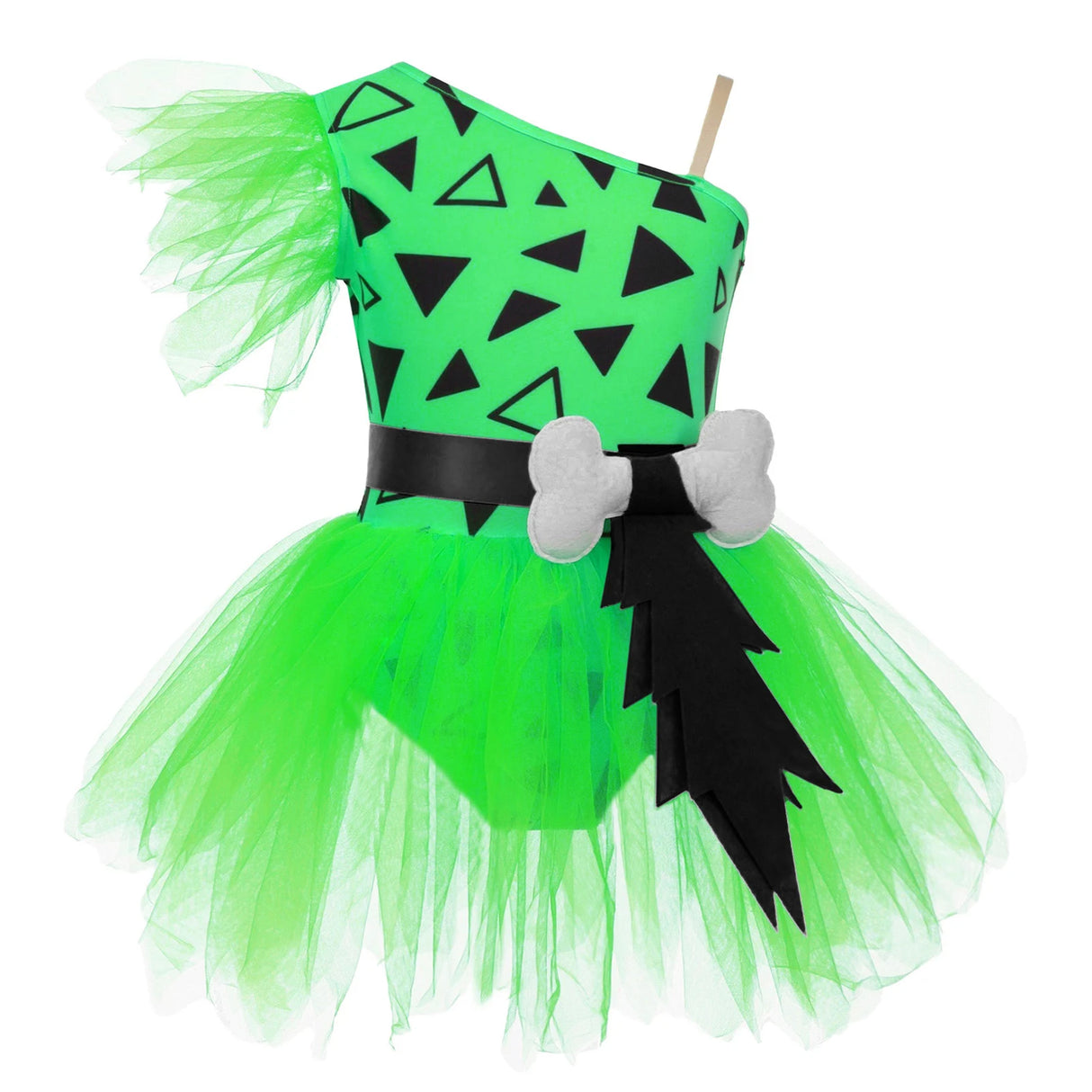 Halloween Cavegirl Caveman Costumes for Girls 3D Bone Mesh Tutu Leotard Dress Flintstone Hominid Gymnastic Ballet Dance Leotard