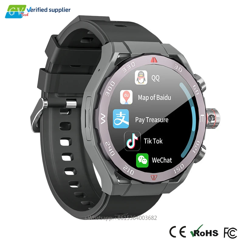 YLL-VP900 Outdoor Sports Smart Watch SIM Card 4G Android for Men GPS 2+16G Camera AMOLED IP67 Wireless Call Activity Tracker Ema