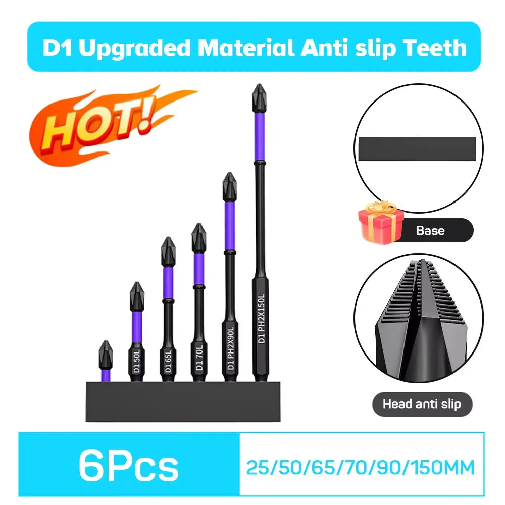 10/20PCS PH2 Impact Driver Bit Set Magnetic Cross Screwdriver Set Impact Drill Bit Screw Alloy Steel Non-slip Cross Screwdriver