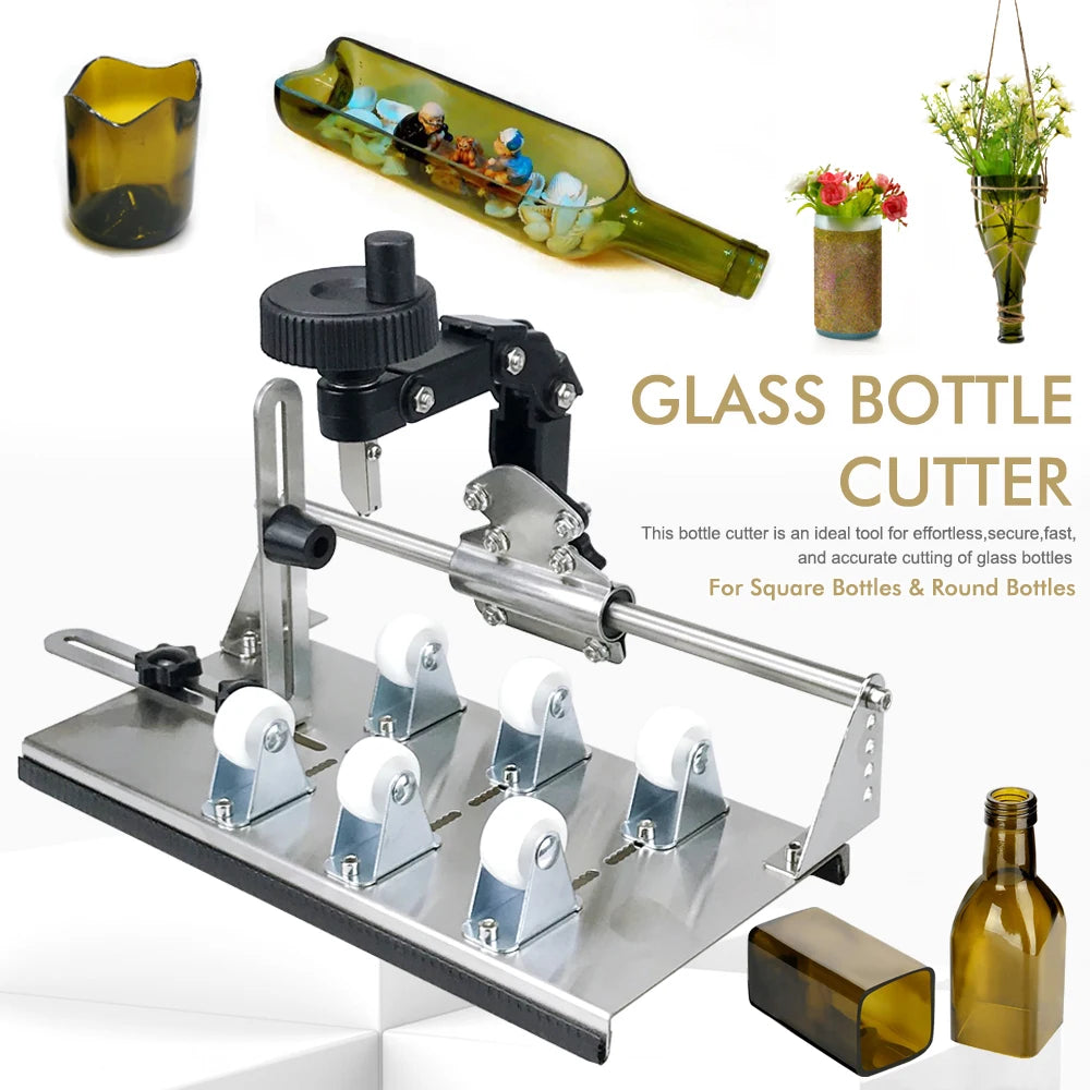 Glass Bottle Cutter - Professional DIY Glass Cutting Tool for Square, Round Bottles and Bottlenecks with Accessories