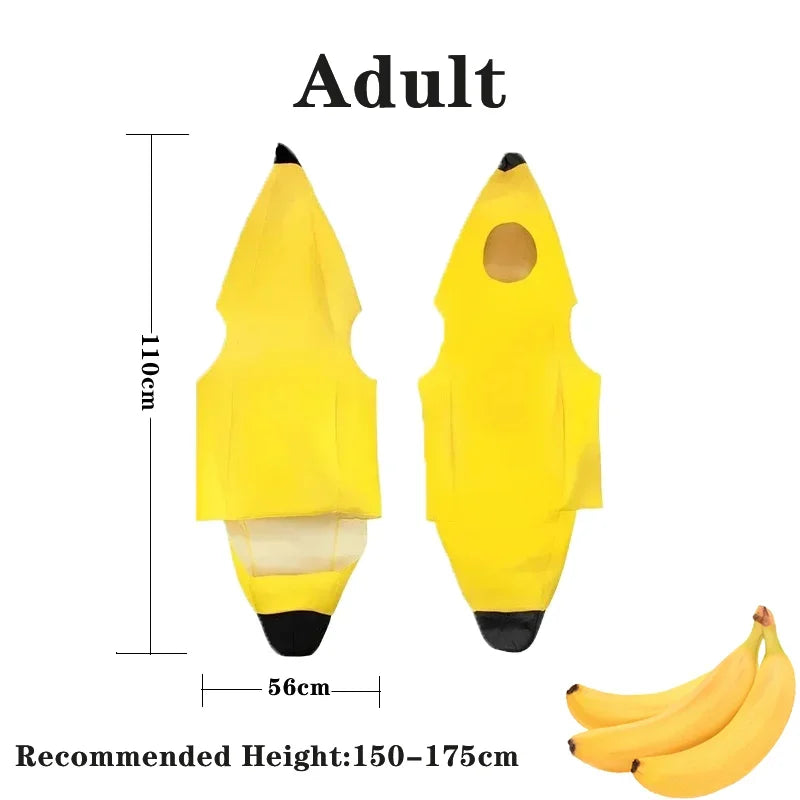 Child/Adult Banana Cosplay Halloween Christmas Costumes Performance Costume Fruit Banana Costume Performance Costume