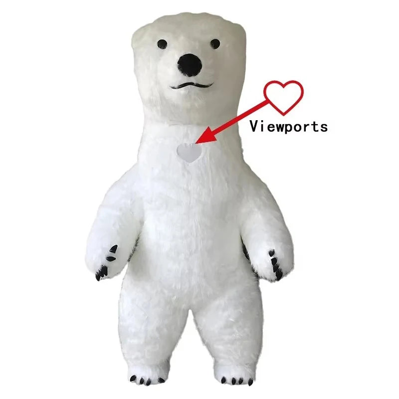 Giant Plush Polar Bear Inflatable Costume Street Funny Teddy Bear Mascot Costume Birthday Party Cosplay Suits Funny Props
