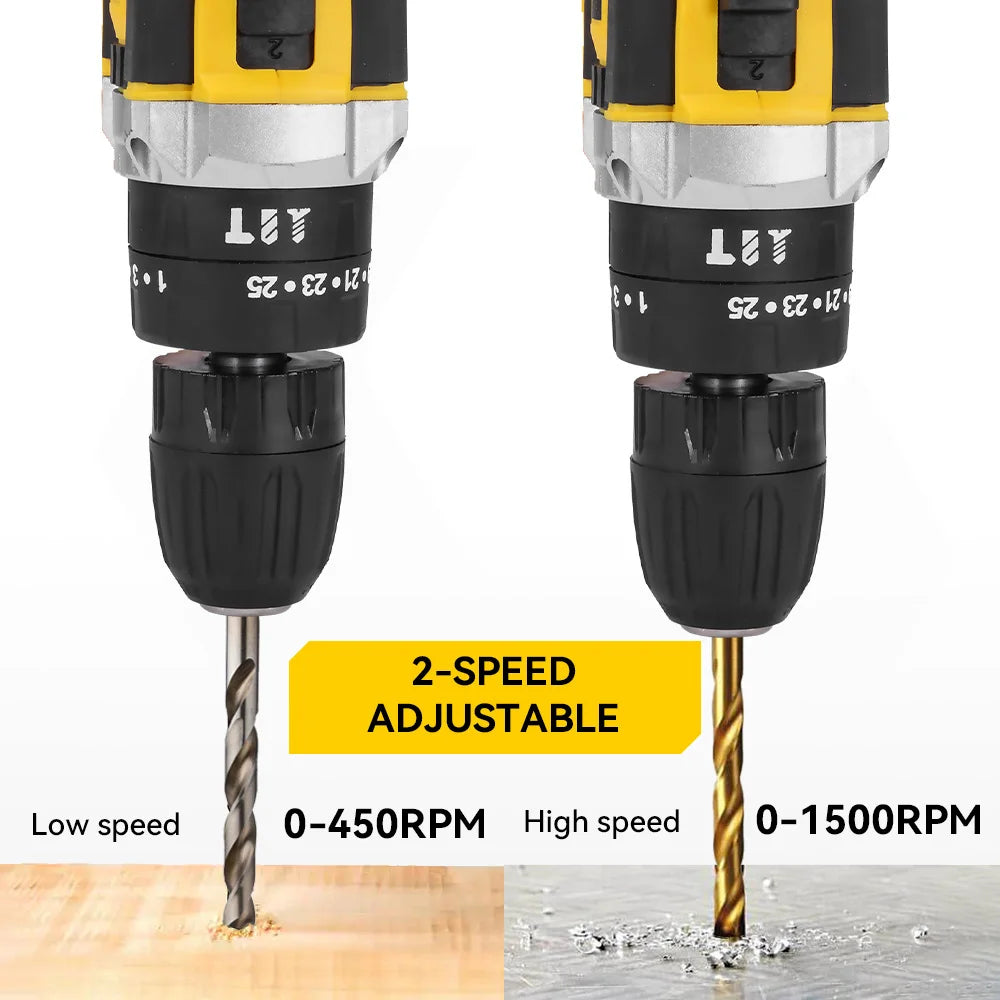 MELLWIN 25+3 Torque Electric Impact Drill 2 Speed Adjustable Cordless Electric Screwdriver Power Tool For Makita 18V Battery Pin