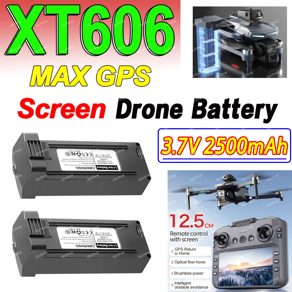 XT606 MAX GPS Drone Battery 3.7V 2500MAH 25mins Time For XT606 Screen RC Airplanes Parts XT606 Spare Replacement Accessories