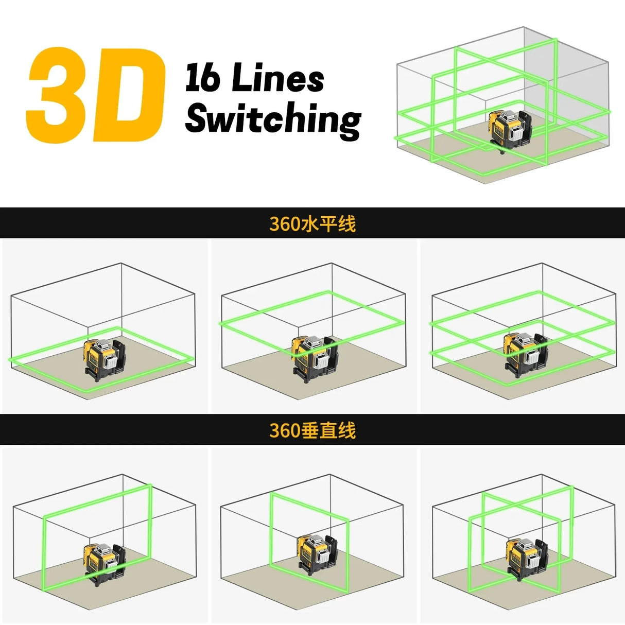"2025 New!" Dewalt DW089LG vertical 12V lithium battery 12-wire laser 360 horizontal green instrument Outdoor tool nivel laser