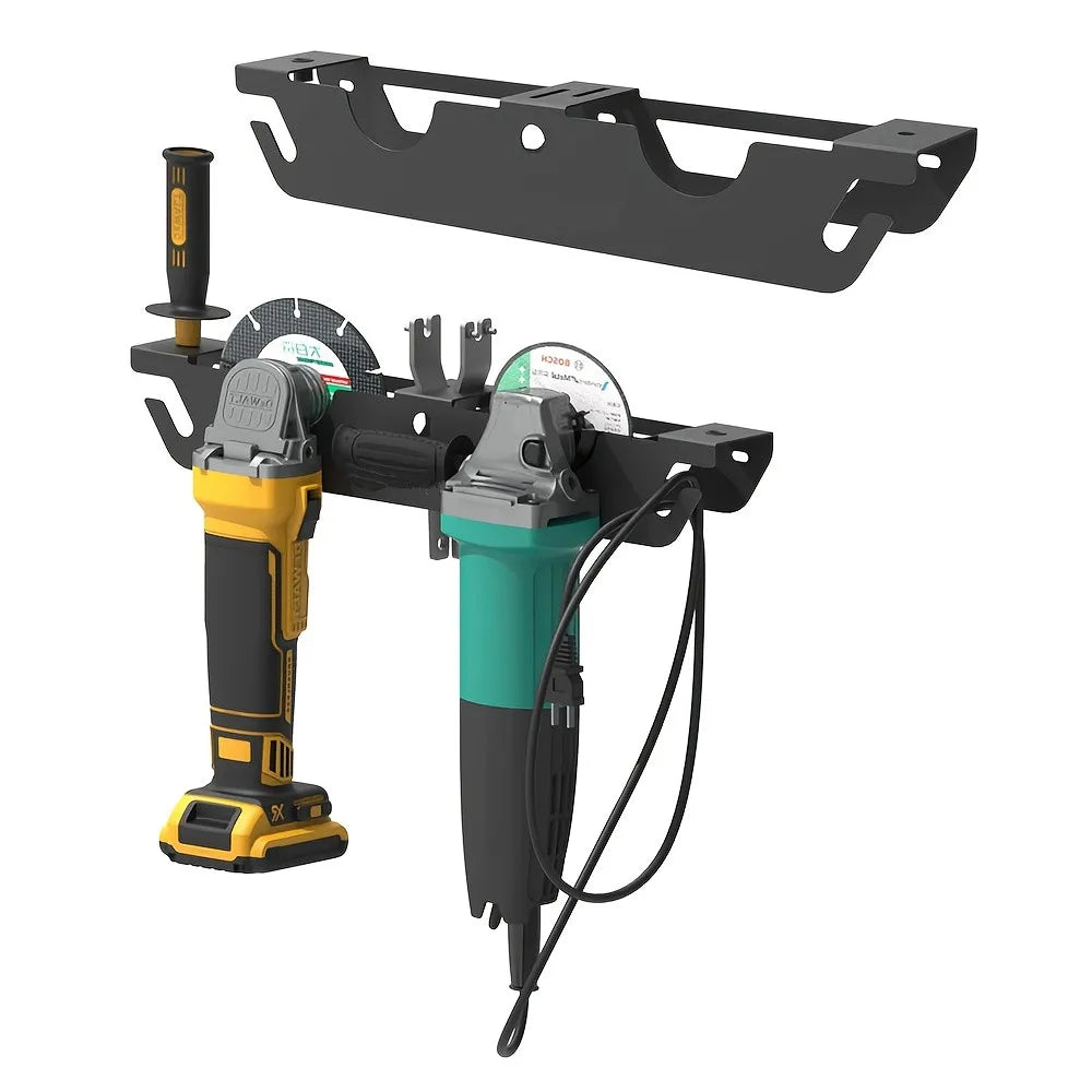 Angle Grinder Holder -2/3 Bay with Cord Hanger, Wall mount Bracket for Cutters Polishers, Garage and Workspace