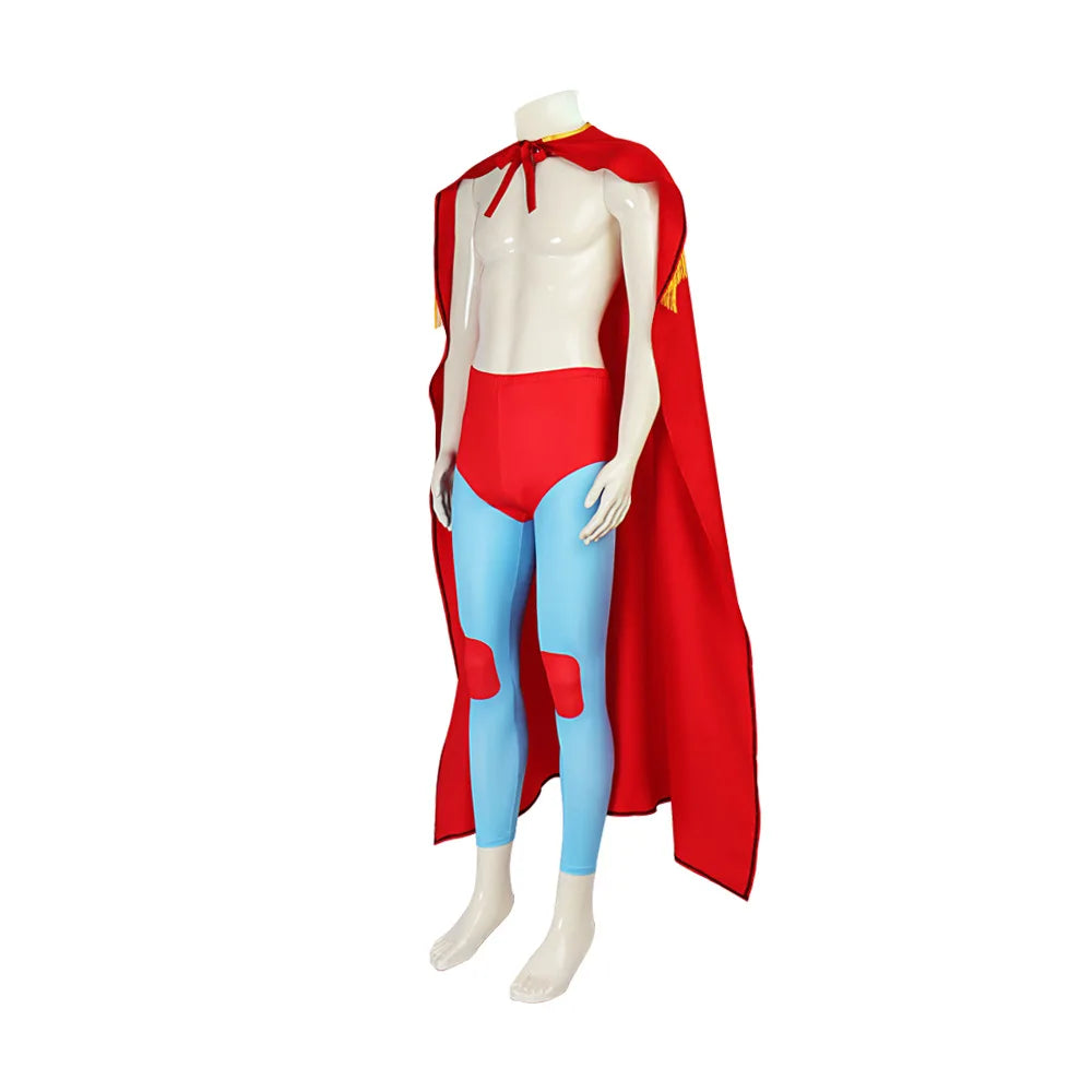 Nacho Cosplay Costume Mexican Movie Nacho Libre Wrestling Mask Uniform Suit Red Cloak Jumpsuit Outfit Adult Men Halloween