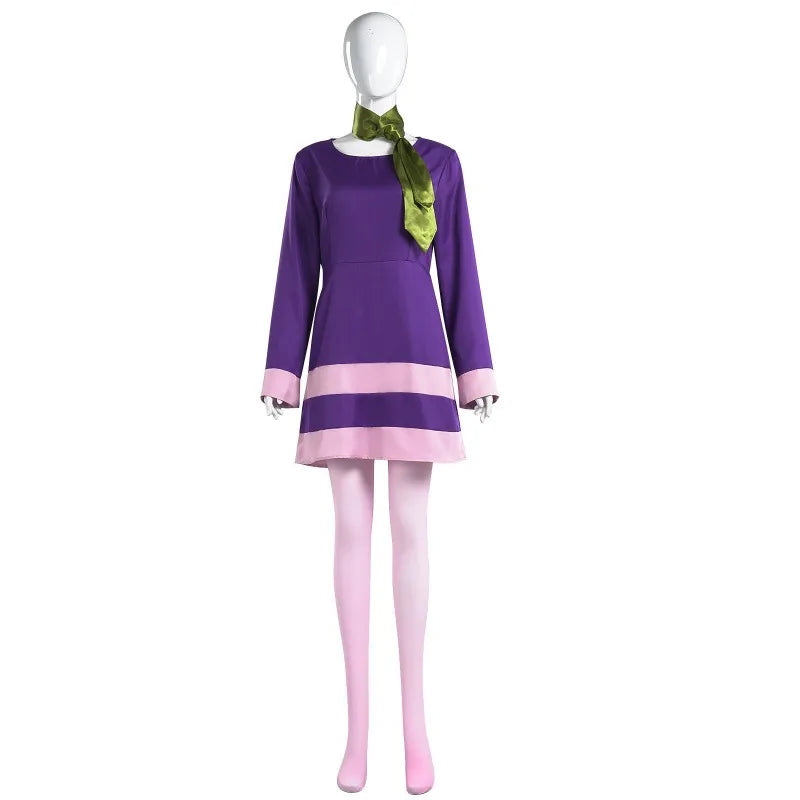 Hot Scoobys Doo Disguise Daphne Blake Cosplay Clothing Headband Cartoon Costume Women Role Play Fancy Dress Up Party Clothes