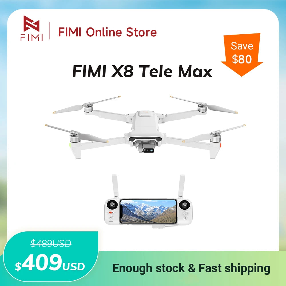 FIMI X8 Tele Max Drone 4K Professional 30min Flight Time 20km Range Original 60fps Dual Camera 3-Axis Gimbal & AI Night Vision