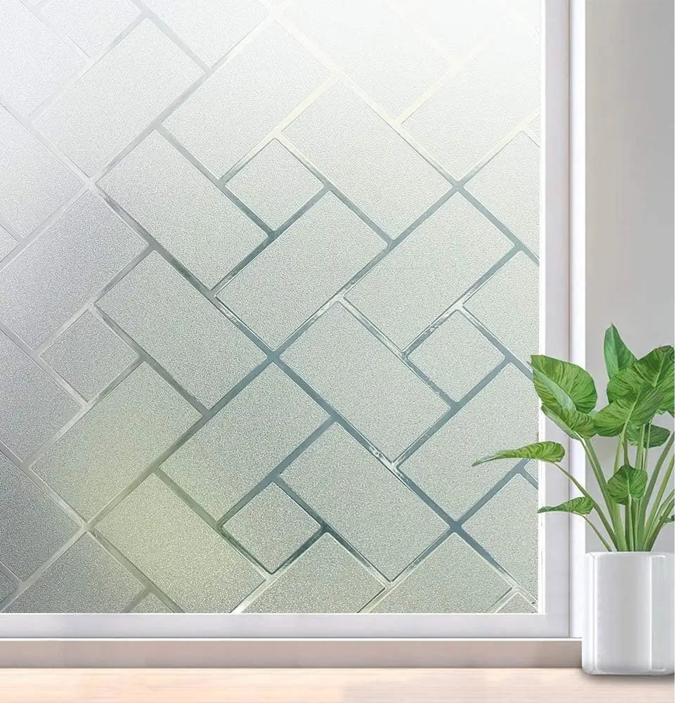 Window Privacy Film, Frosted Glass Static Cling Window Sticker, Vinyl Covering for Home Office Bathroom Decorative