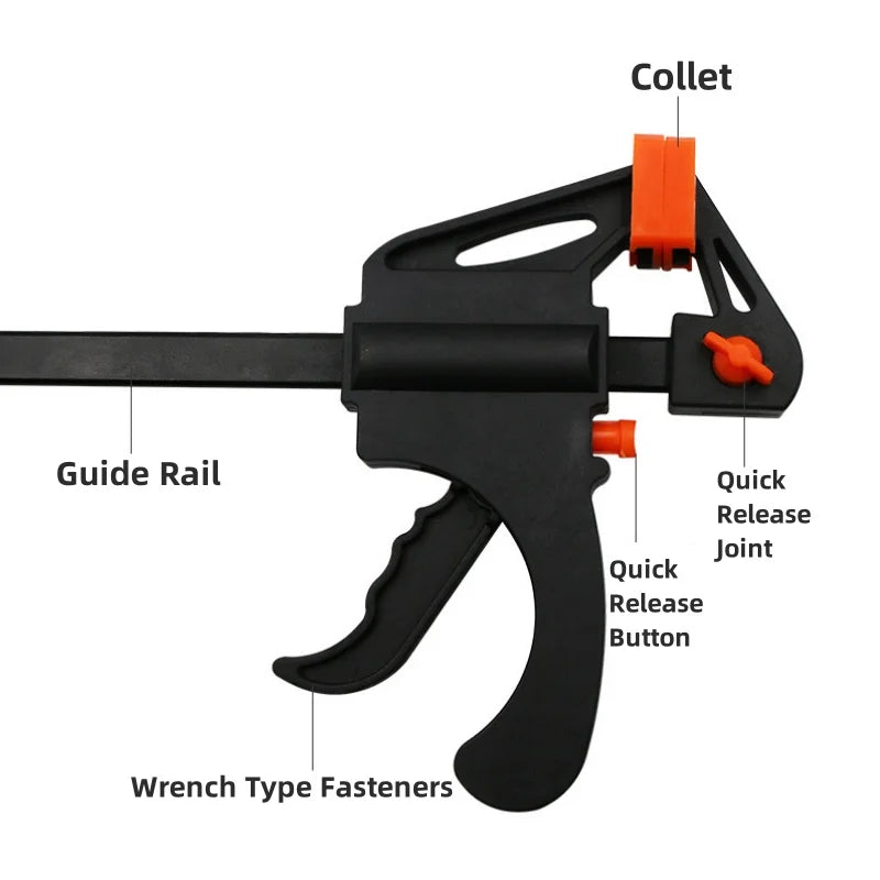 1Pc/5Pcs Woodworking Mini 4 Inch F Clamp Locator Nylon Fast Wooden Board Clamp Metal Fixed Clamp Hand Tool Set