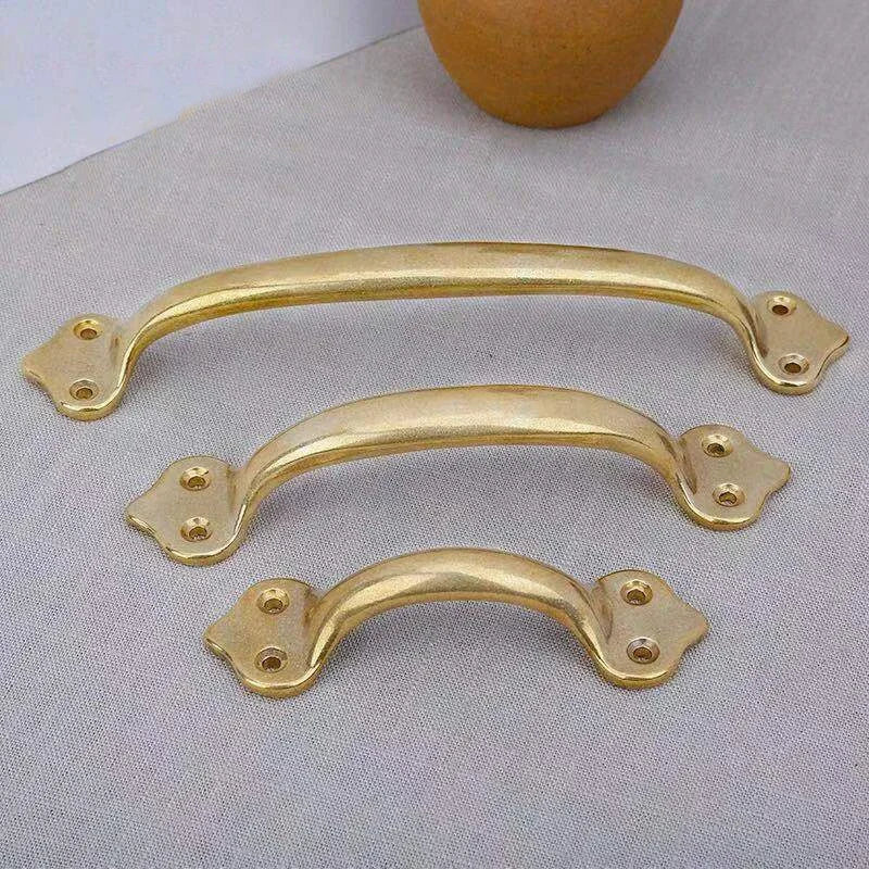 1Pc Vintage Furniture Handles Brass Cabinet Handle and Knobs Door Handle Antique Cupboard Drawer Kitchen Wood Box Pull
