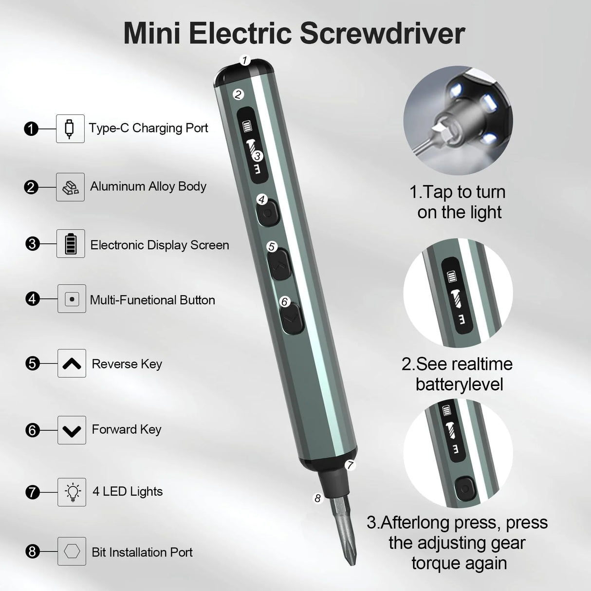 Precision Electric Screwdriver Set 68 in 1 Cordless 64 S2 Precision Drill Bits 5 Torque Settings LED Hand Repair Tool Kit