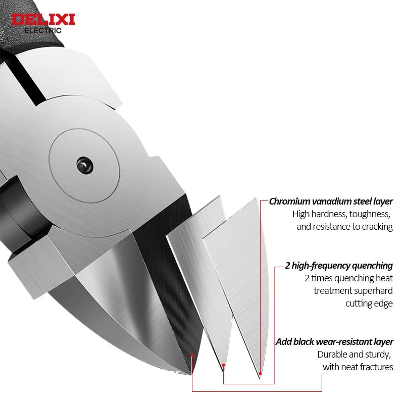 DELIXI ELECTRIC Nozzle Pliers Electronic Pliers Industrial Scissors Diagonal Pliers,for CuttingMetalWireCablePlasticsWood