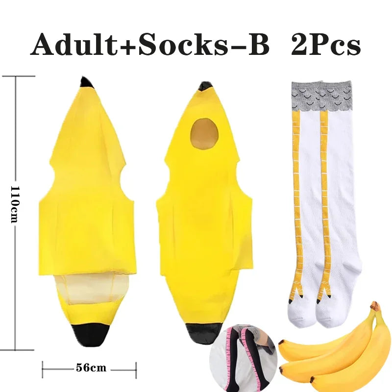 Child/Adult Banana Cosplay Halloween Christmas Costumes Performance Costume Fruit Banana Costume Performance Costume
