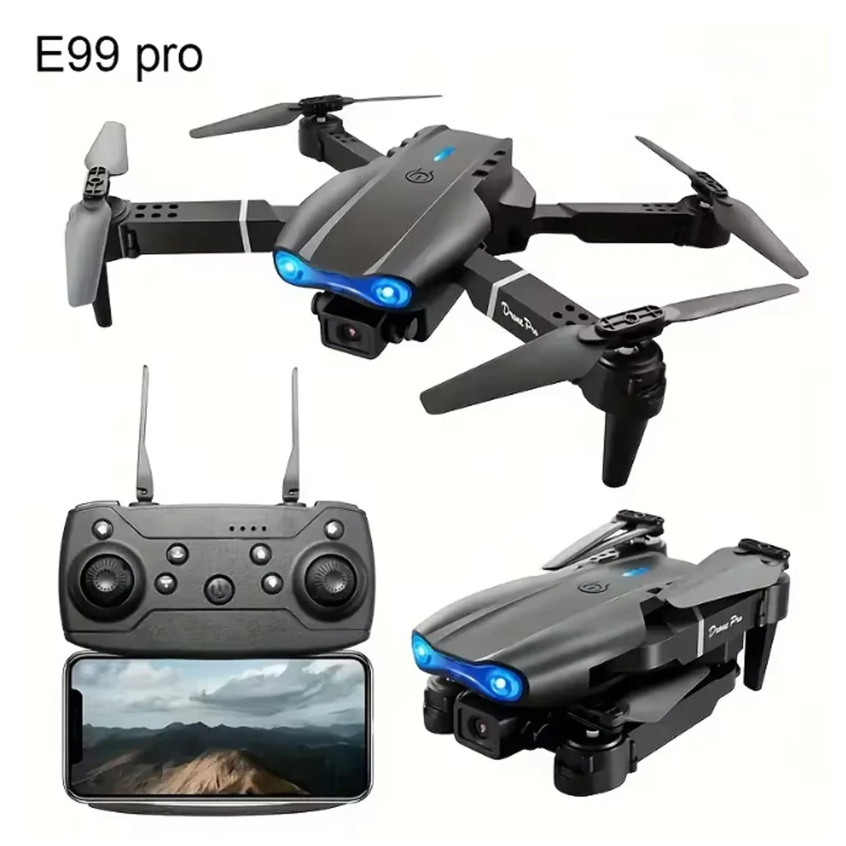 E99 PRO Drone with Flash Professional HD Dual Camera WIFI Obstacle Avoidance RC Helicopters Aerial Photography Quadcopter