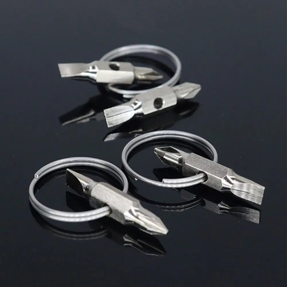 1Pc Portable Key Ring Keychain Screwdriver Pocket Multifunction Phillips Slotted Screwdriver Repair Tool Gadget Mini Screwdriver