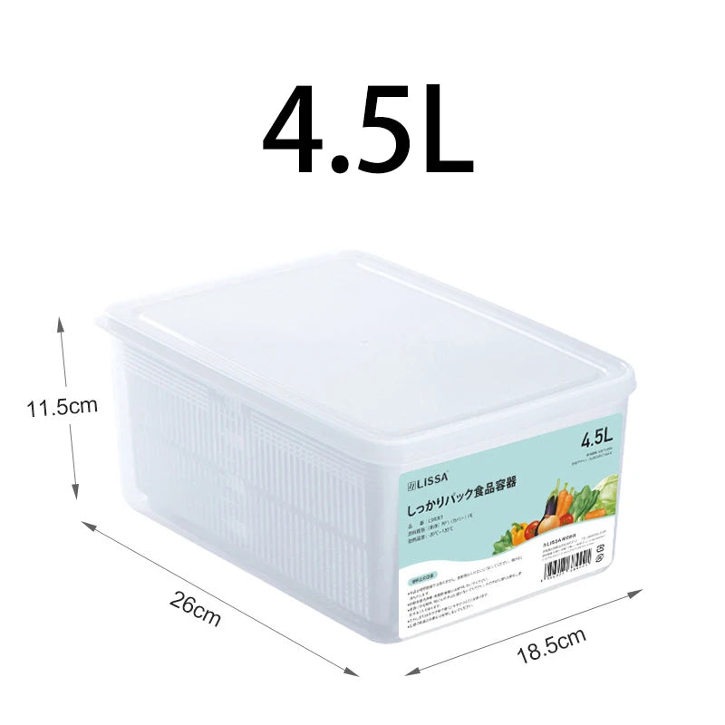 Refrigerator Storage Box Fridge Organizer Fresh Vegetable Fruit Boxes Drain Basket Storage Containers Pantry Kitchen Organizer