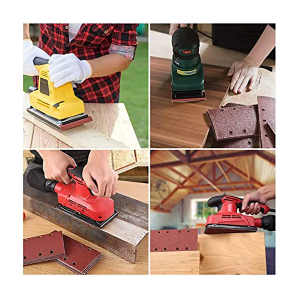 10 Pcs 93 x 185 mm Sanding Sheets 8 Holes Hook and Loop Rectangular Sander Assorted 40-400 Grits for Polishing Sanding Metal