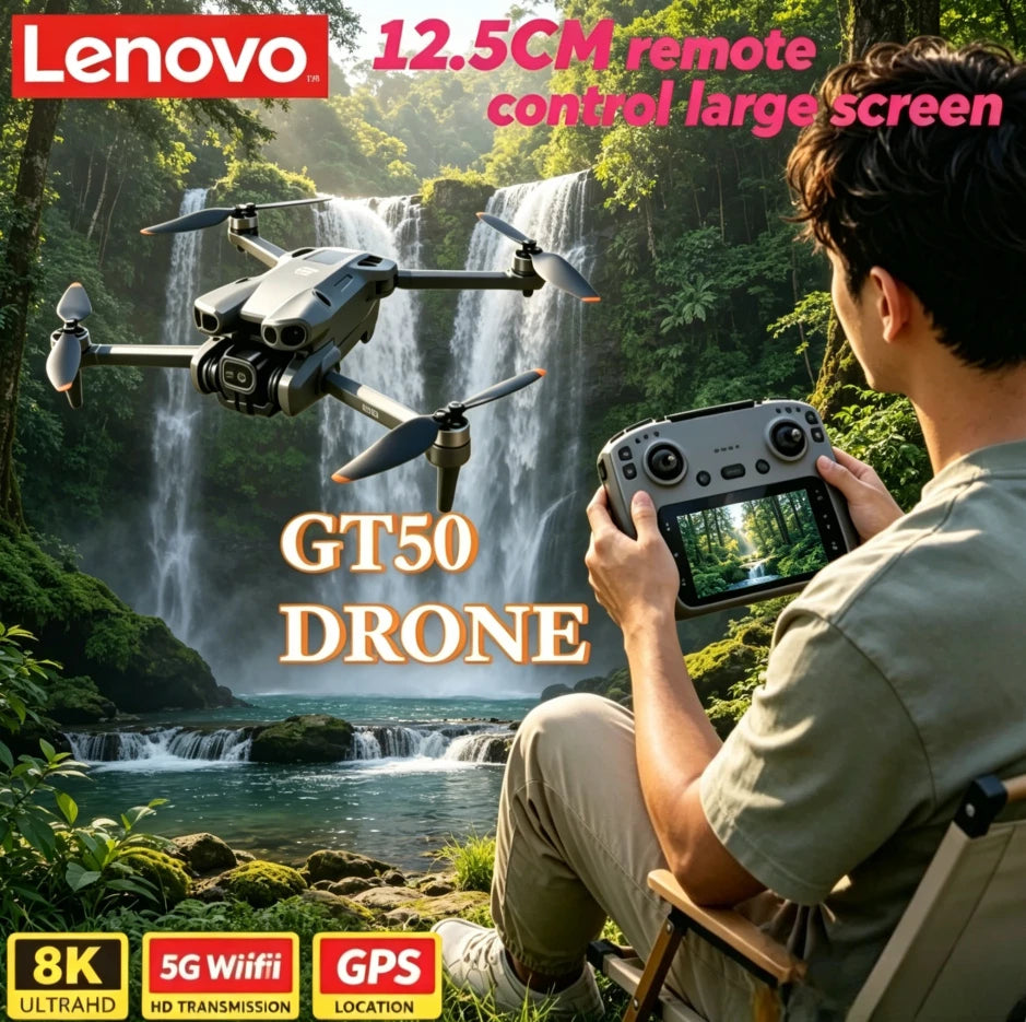 Lenovo GT50 RC Drone With Screen Remote Control GPS 8K HD Lightweight Brushless Quadcopter 5G WIFI FPV Professional Aerial