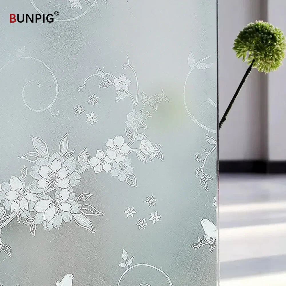 Privacy Window Film Sun Protection UV Blocking Self-adhesive Film for Home Frosted Opaque Stained Glass Sticker Heat Control