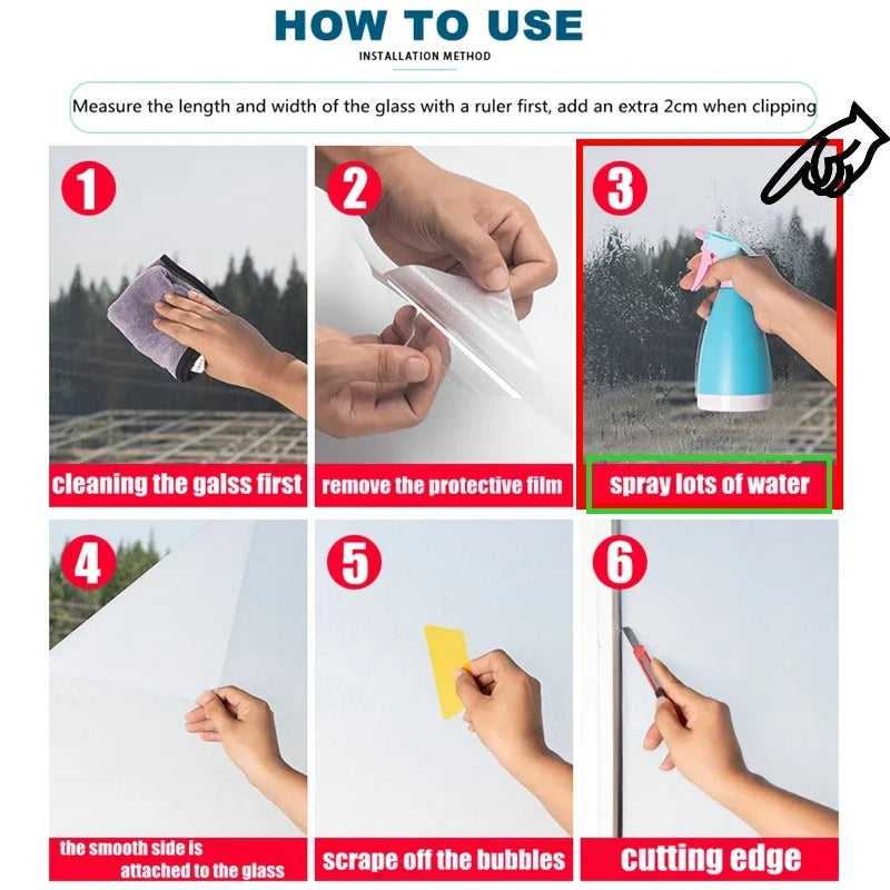 Privacy Window Film Sun Protection UV Blocking Self-adhesive Film for Home Frosted Opaque Stained Glass Sticker Heat Control