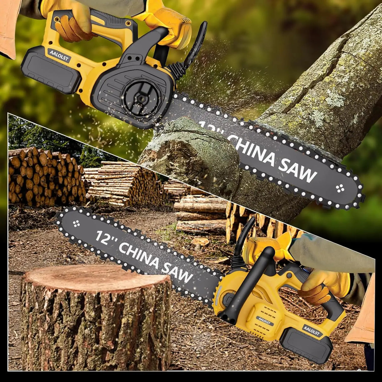 12" Cordless Chainsaw Handheld Garden Electric Chain Saw for Tree Branch Wood Cutting for DeWalt 20v Battery