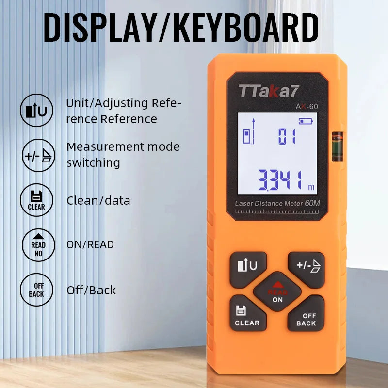 Portable Handheld Laser Rangefinder Tool (USB rechargeable) 40M/60M Mini Intelligent Laser Rangefinder Measuring infrared rangef