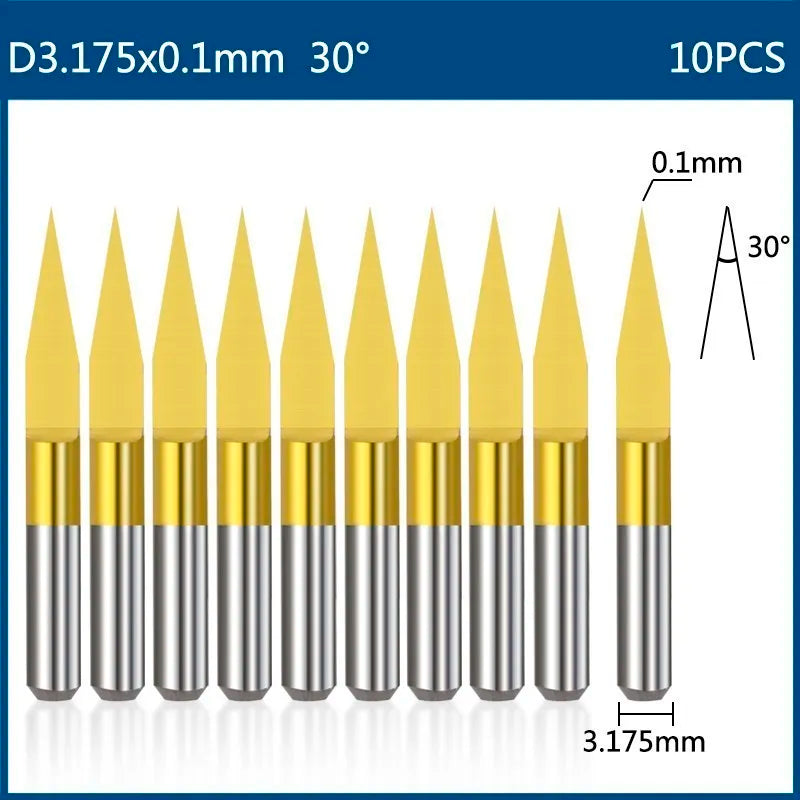 Milling Cutter 10pcs 3.175mm Shank Ball Nose End Mill 2 Flute Flat CNC Router Bits PCB Milling Cutter for Woodworking Tools