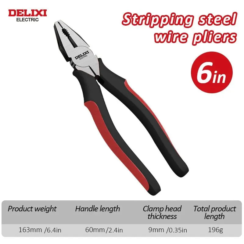 DELIXI ELECTRIC Wire Pliers,Sharp Large Opening Diagonal Pliers Needle Nose Pliers,for Cutting,Twisting and Clamping MetalWires