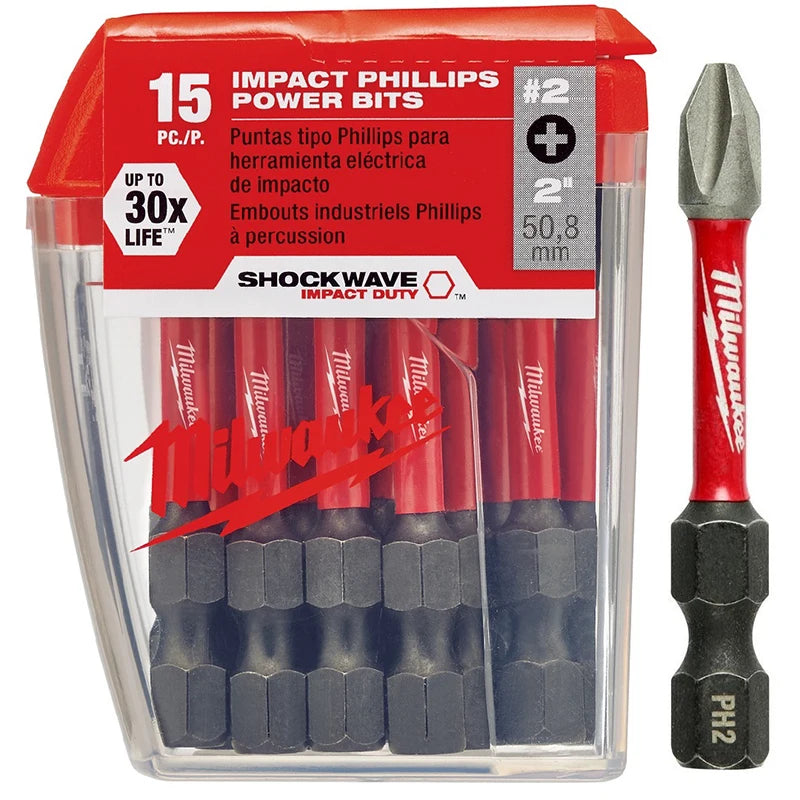 Milwaukee Shockwave PH2 Impact Drill Bits 25mm/50mm/89mm Head Screwdriver Power Tool Attachment Bit Series