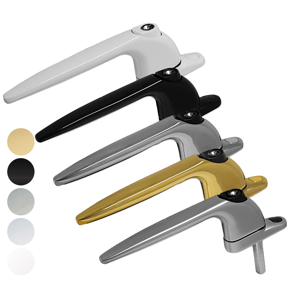 Replacement UPVC Window Handle - Inline 35mm Available in White, Polished Chrome, Polished Gold, Satin Silver and Black