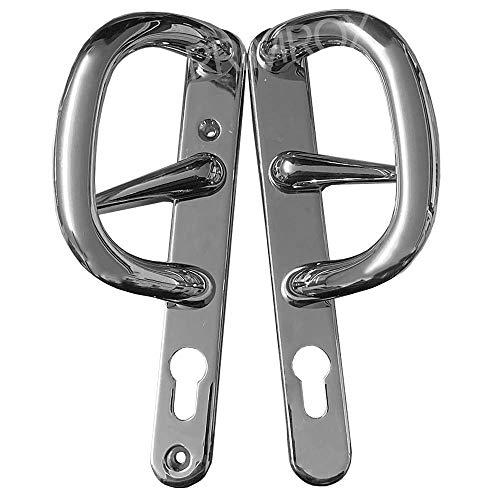 Sliding Patio Door MK3 Handle Set with Inline Locking Lever, 92PZ, White, Polished Chrome, Polished Gold