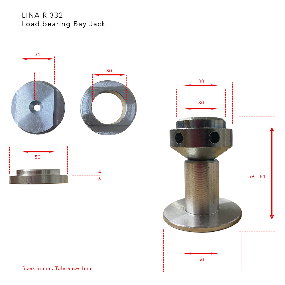Adjustable load-bearing structural support bay pole jack for UPVC/aluminium/timber windows, doors and construction - Round Bay Jack, LINIAR LAN331