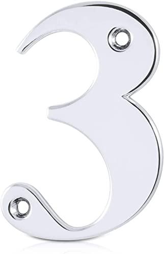 Elegant Front Door House Number Numerals in White, Polished Chrome, Polished Gold, Satin Silver, Black, 0, 1, 2, 3, 4, 5, 6, 7, 8, 9