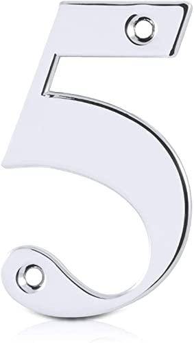 Elegant Front Door House Number Numerals in White, Polished Chrome, Polished Gold, Satin Silver, Black, 0, 1, 2, 3, 4, 5, 6, 7, 8, 9