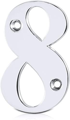 Elegant Front Door House Number Numerals in White, Polished Chrome, Polished Gold, Satin Silver, Black, 0, 1, 2, 3, 4, 5, 6, 7, 8, 9