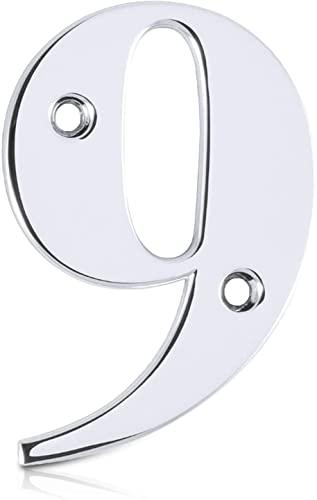 Elegant Front Door House Number Numerals in White, Polished Chrome, Polished Gold, Satin Silver, Black, 0, 1, 2, 3, 4, 5, 6, 7, 8, 9
