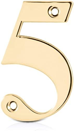Elegant Front Door House Number Numerals in White, Polished Chrome, Polished Gold, Satin Silver, Black, 0, 1, 2, 3, 4, 5, 6, 7, 8, 9