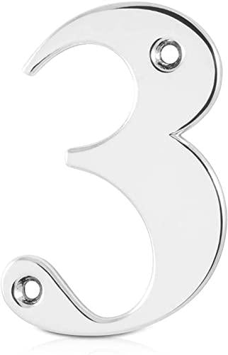 Elegant Front Door House Number Numerals in White, Polished Chrome, Polished Gold, Satin Silver, Black, 0, 1, 2, 3, 4, 5, 6, 7, 8, 9