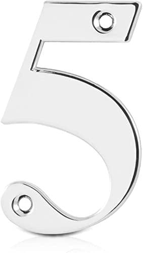 Elegant Front Door House Number Numerals in White, Polished Chrome, Polished Gold, Satin Silver, Black, 0, 1, 2, 3, 4, 5, 6, 7, 8, 9