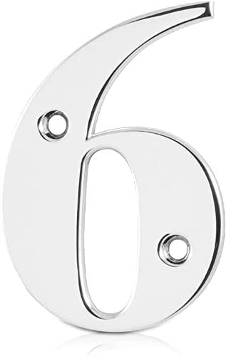 Elegant Front Door House Number Numerals in White, Polished Chrome, Polished Gold, Satin Silver, Black, 0, 1, 2, 3, 4, 5, 6, 7, 8, 9