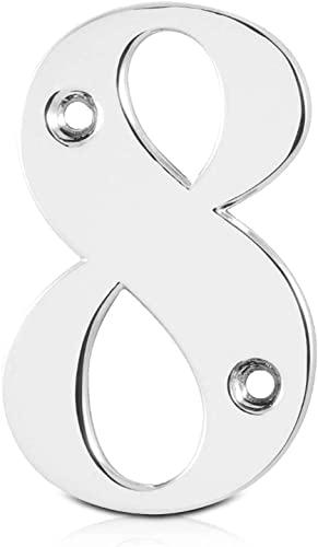 Elegant Front Door House Number Numerals in White, Polished Chrome, Polished Gold, Satin Silver, Black, 0, 1, 2, 3, 4, 5, 6, 7, 8, 9