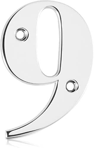 Elegant Front Door House Number Numerals in White, Polished Chrome, Polished Gold, Satin Silver, Black, 0, 1, 2, 3, 4, 5, 6, 7, 8, 9