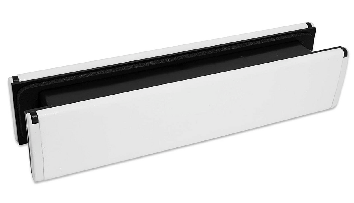 12 inch Premium Quality Trojan Unicorn Draft Prevention Letterplate (by Yale) - White, Polished Chrome and Polished Gold