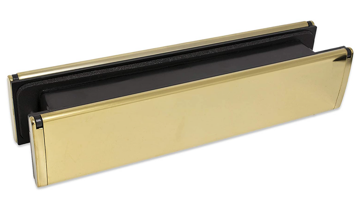 12 inch Premium Quality Trojan Unicorn Draft Prevention Letterplate (by Yale) - White, Polished Chrome and Polished Gold