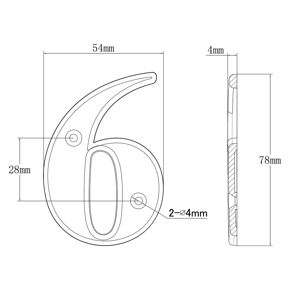 Elegant Front Door House Number Numerals in White, Polished Chrome, Polished Gold, Satin Silver, Black, 0, 1, 2, 3, 4, 5, 6, 7, 8, 9